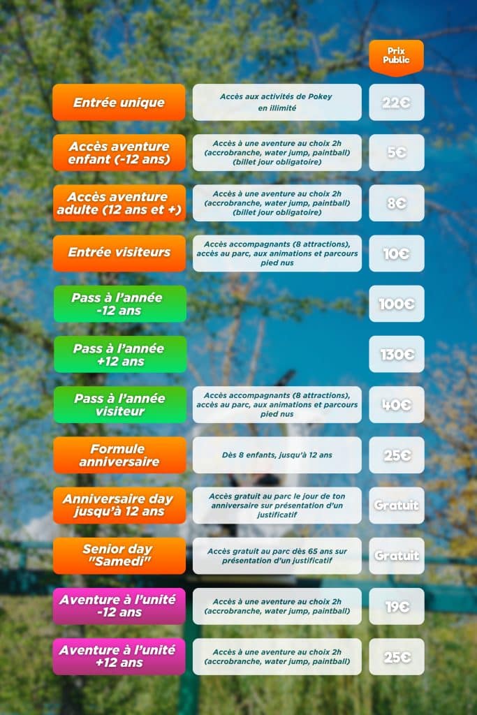 Visu Tarif Pokeyland